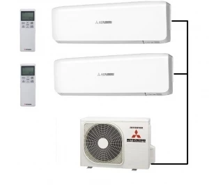 Mitsubishi SCM40ZS-W Outdoor Unit - 2 Indoor Wall Units 3 Mitsubishi SCM40ZS-W Outdoor Unit - 2 Indoor Wall Units